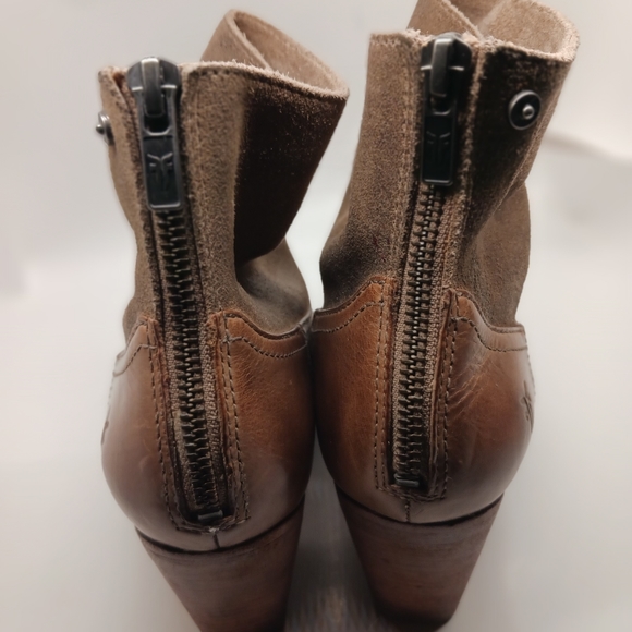 Frye Brown Tessa Short Suede Zippered Bootie - Picture 11 of 15